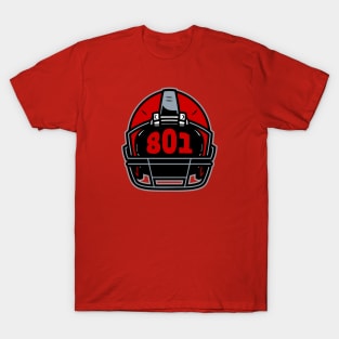 Retro Football Helmet 801 Area Code Salt Lake City Utah Football T-Shirt